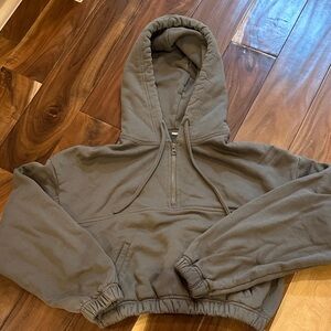 ALO Yoga Gray Crop Top Hoodie